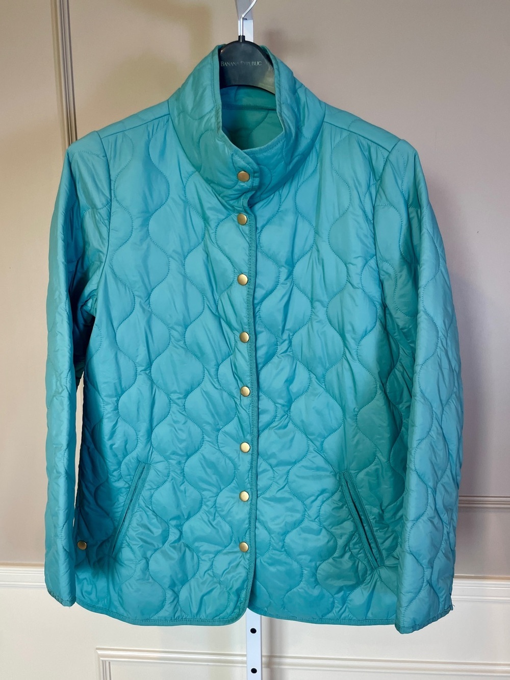 Coldwater Creek Small WanderLite Quilted Jacket Teal Green Tunic Long Length